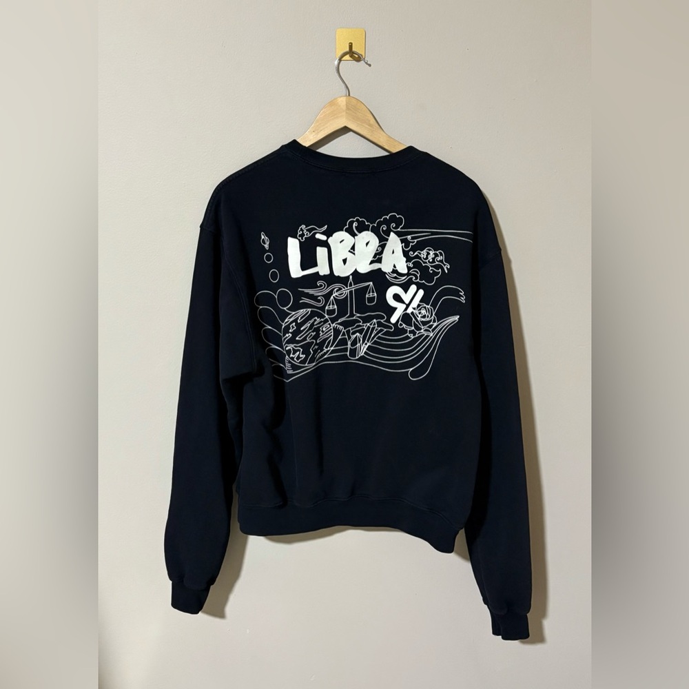Good‎ American Size 1 Small Black Libra Zodiac Oversized Crewneck Cotton Sweater